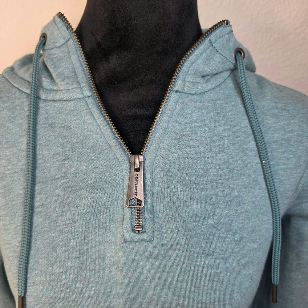 Carhartt Women's Clarksburg Quarter-Zip Pullover Hoodie Heathered Teal Green M - Picture 4 of 10